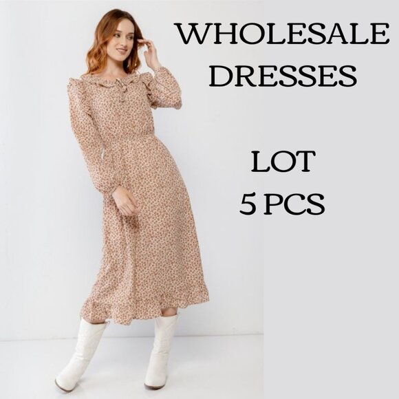 Prairie Dress - Lot 5 Pcs - Chiffon Cottagecore - Small Medium Large - Reseller - Picture 1 of 6